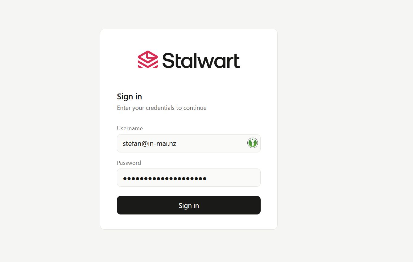 Anmeldung am Stalwart-Mailkonto